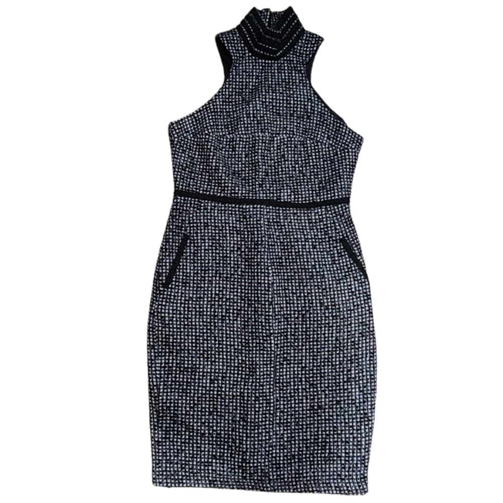 KARL LAGERFELD MOCK NECK TWEED DRESS SZ 4